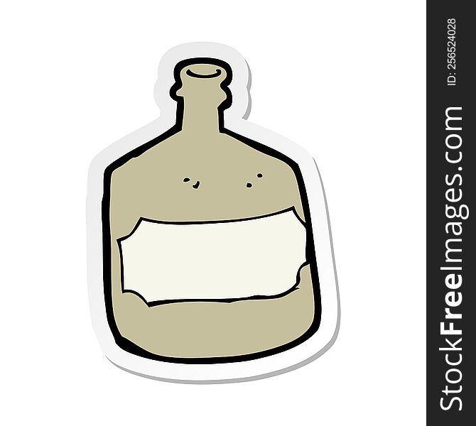sticker of a cartoon old whiskey bottle