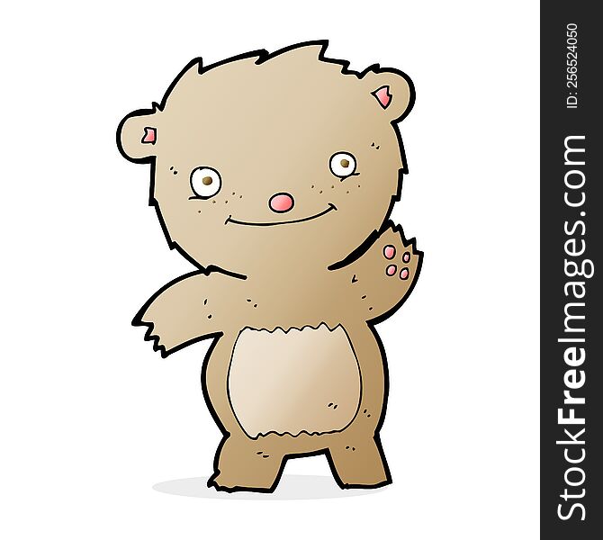 cartoon waving teddy bear