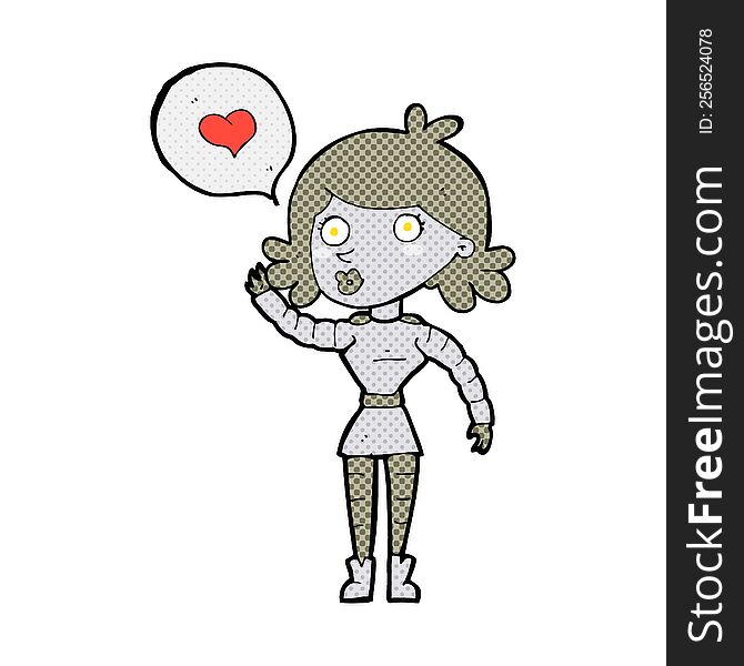 cartoon robot woman in love