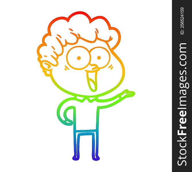 rainbow gradient line drawing of a excited man cartoon