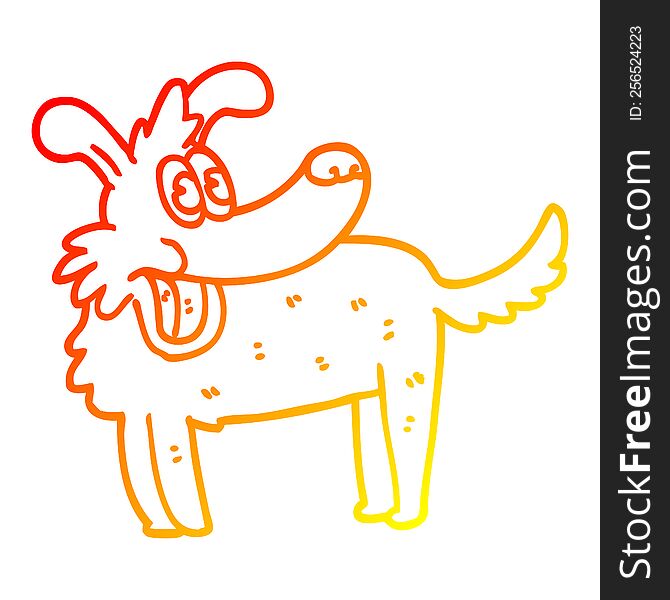 Warm Gradient Line Drawing Cartoon Happy Dog