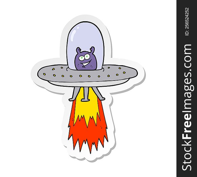 Sticker Of A Cartoon Space Alien