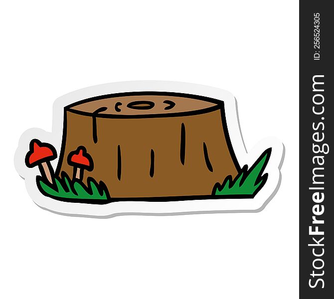 Sticker Cartoon Doodle Of A Tree Log