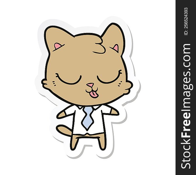 Sticker Of A Cartoon Business Cat