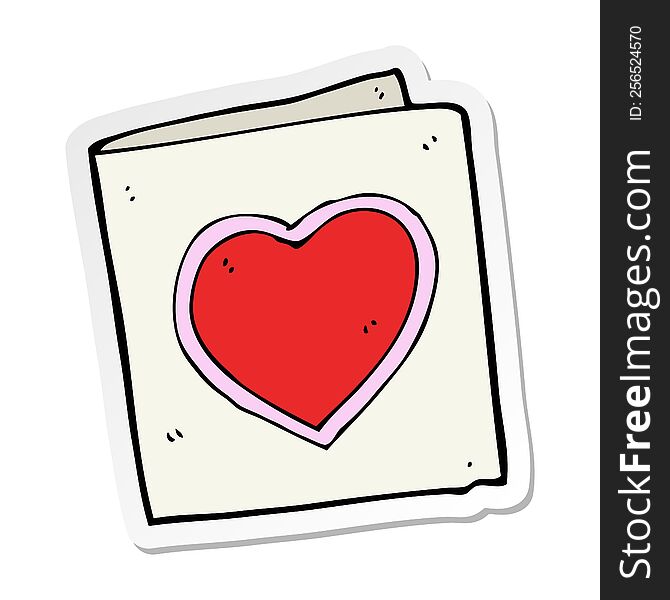 sticker of a cartoon love heart card