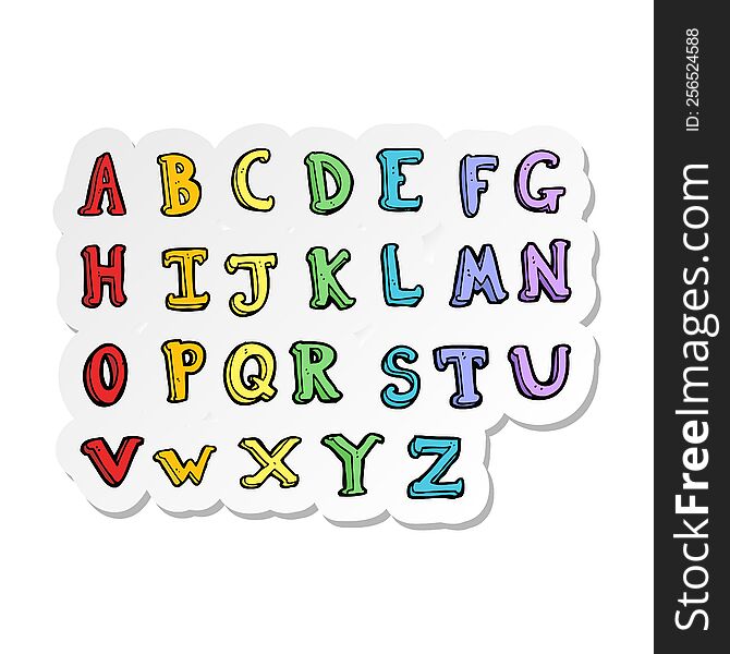 sticker of a cartoon alphabet