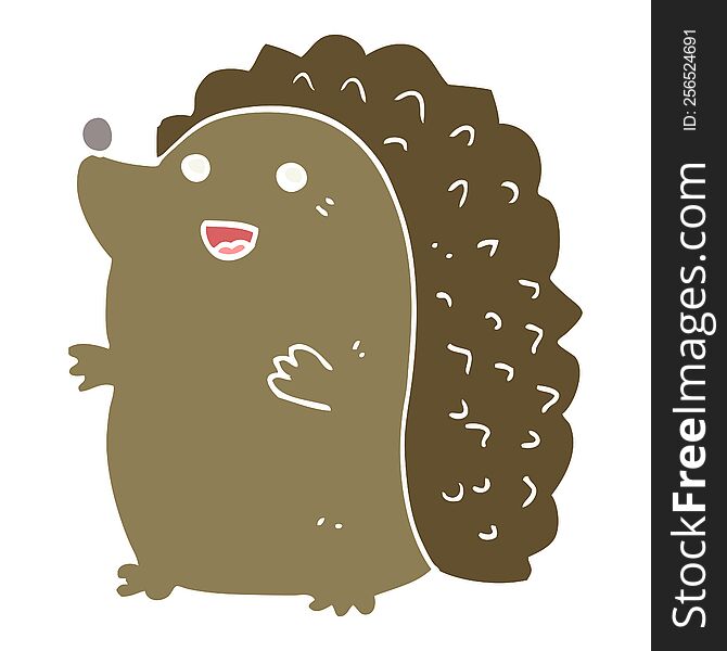 flat color style cartoon happy hedgehog