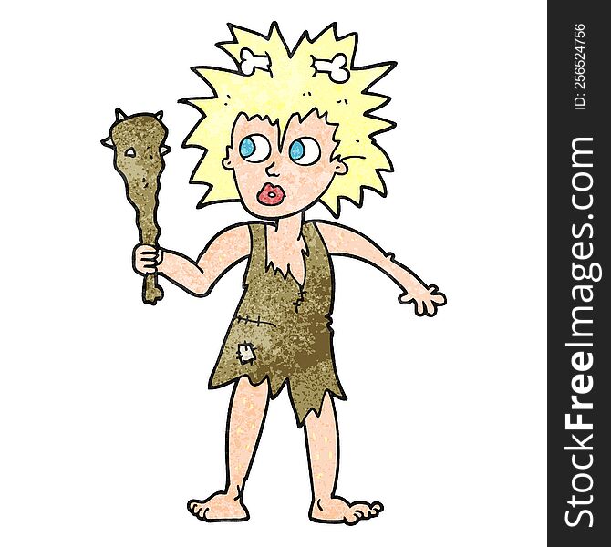 freehand drawn texture cartoon cave woman