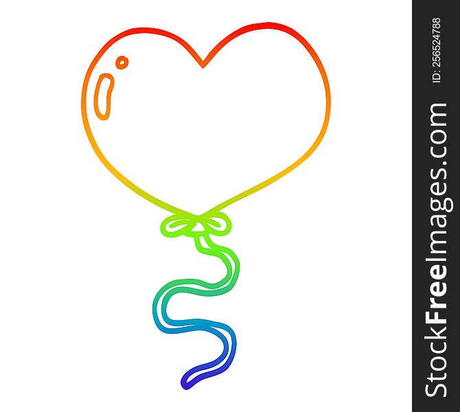 Rainbow Gradient Line Drawing Cartoon Love Heart Balloon