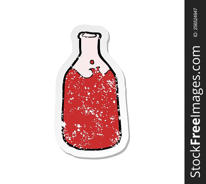 Retro Distressed Sticker Of A Cartoon Bottle