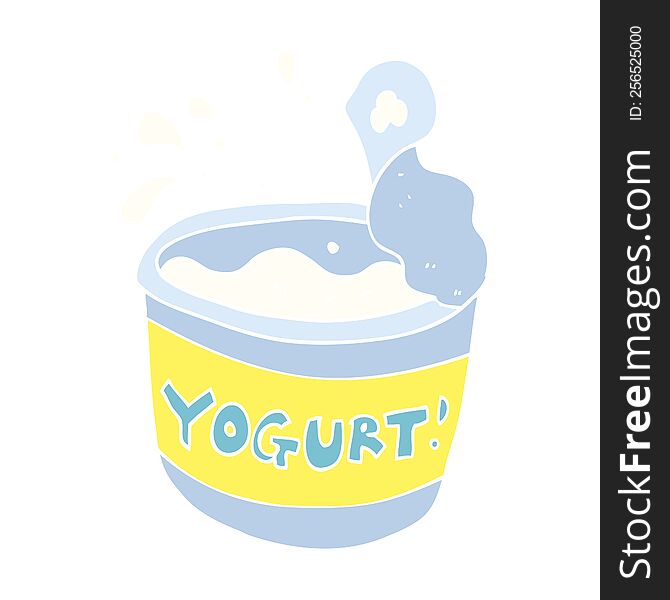 Flat Color Illustration Of A Cartoon Yogurt