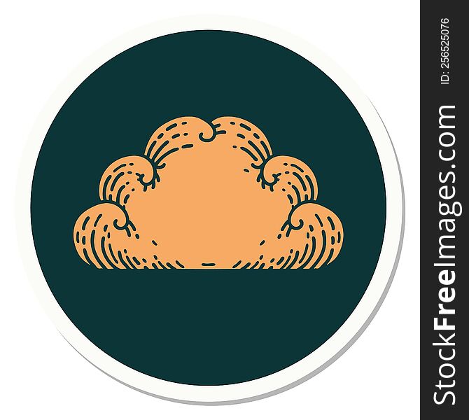 Tattoo Style Sticker Of A Cloud