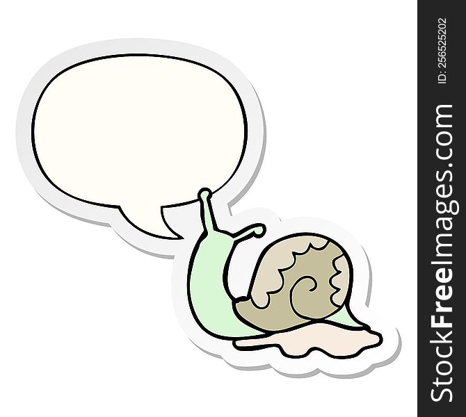 Cartoon Snail And Speech Bubble Sticker