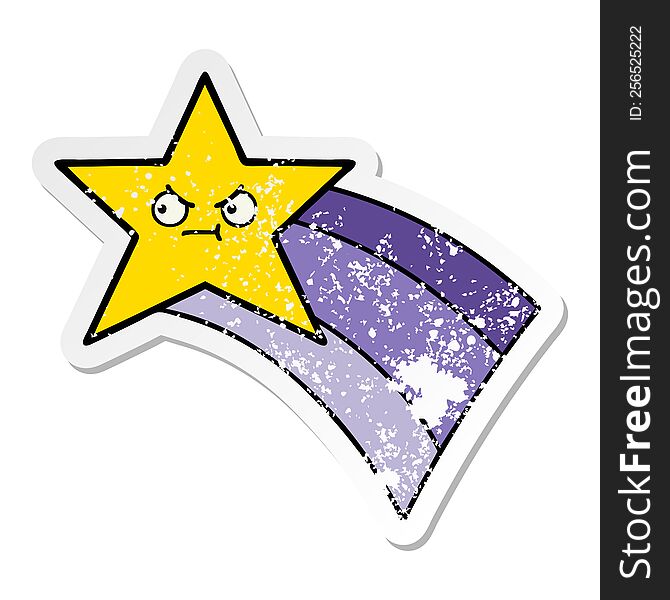 Distressed Sticker Of A Cute Cartoon Shooting Rainbow Star