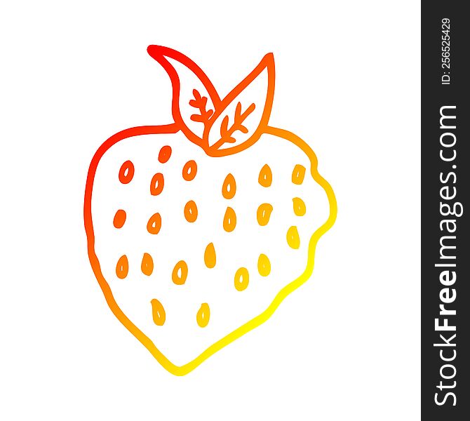 warm gradient line drawing of a cartoon strawberry
