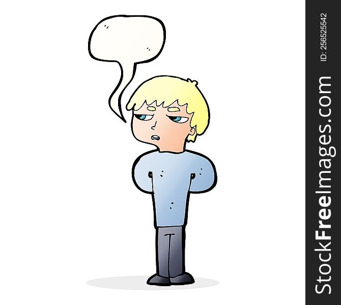 cartoon antisocial boy with speech bubble