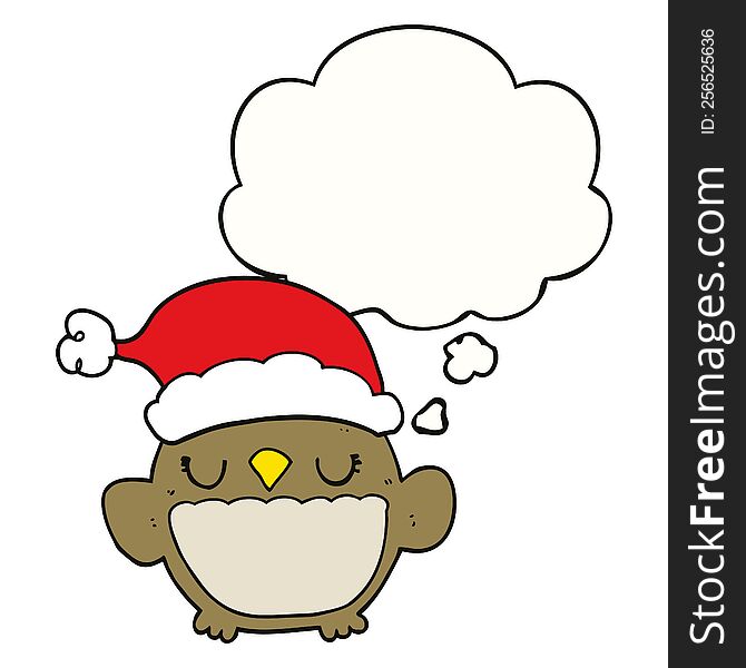 Cute Christmas Owl And Thought Bubble