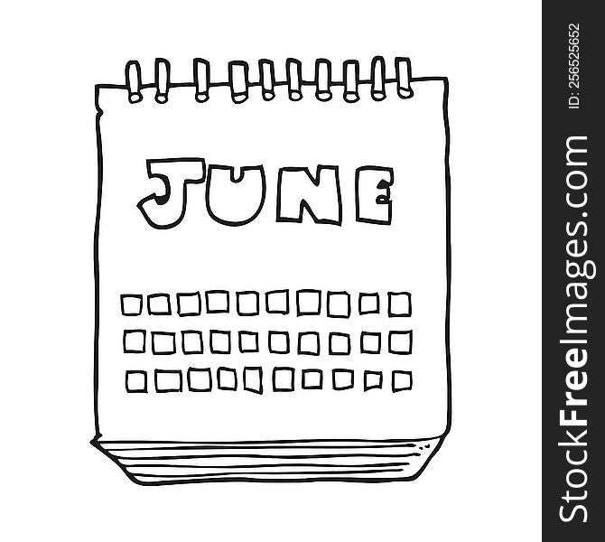 Black And White Cartoon Calendar Showing Month Of