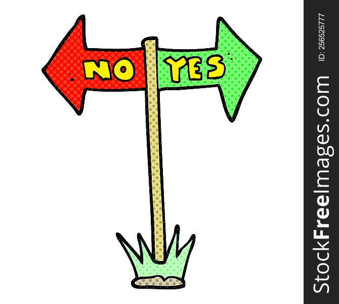 freehand drawn cartoon yes and no sign