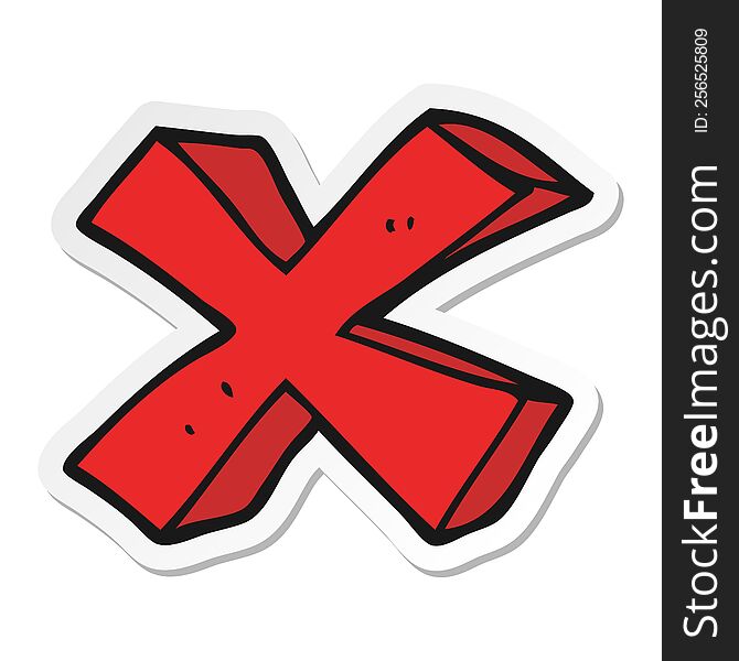 Sticker Of A Cartoon Negative X Symbol