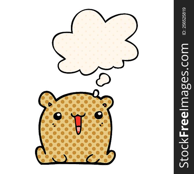 cute cartoon bear with thought bubble in comic book style