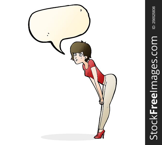 Cartoon Woman Looking At Something With Speech Bubble