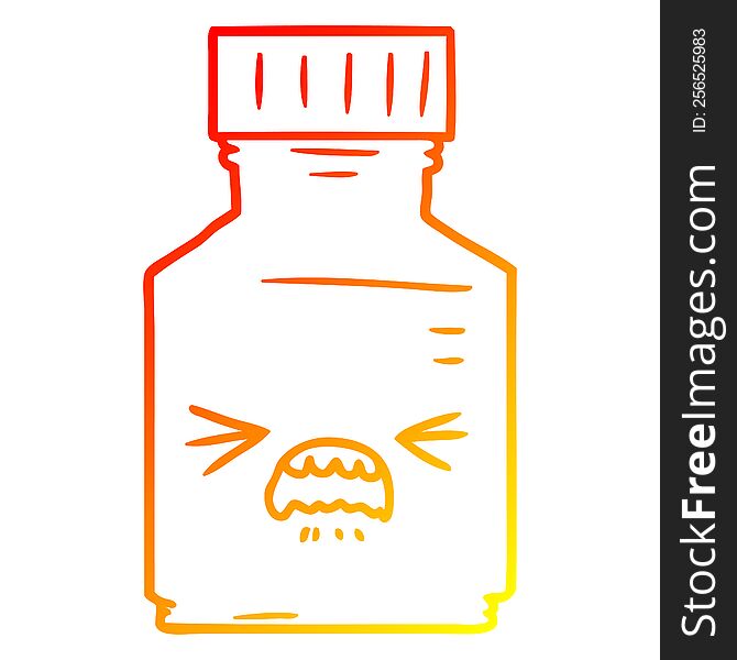 warm gradient line drawing of a cartoon pill jar
