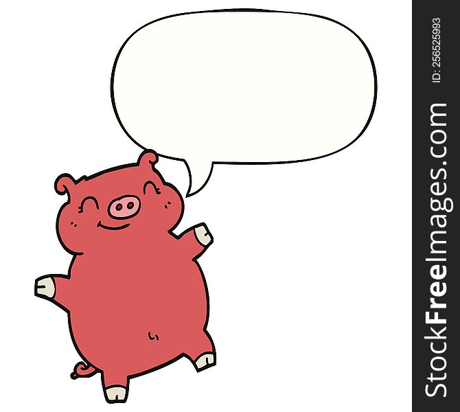 Cartoon Pig And Speech Bubble
