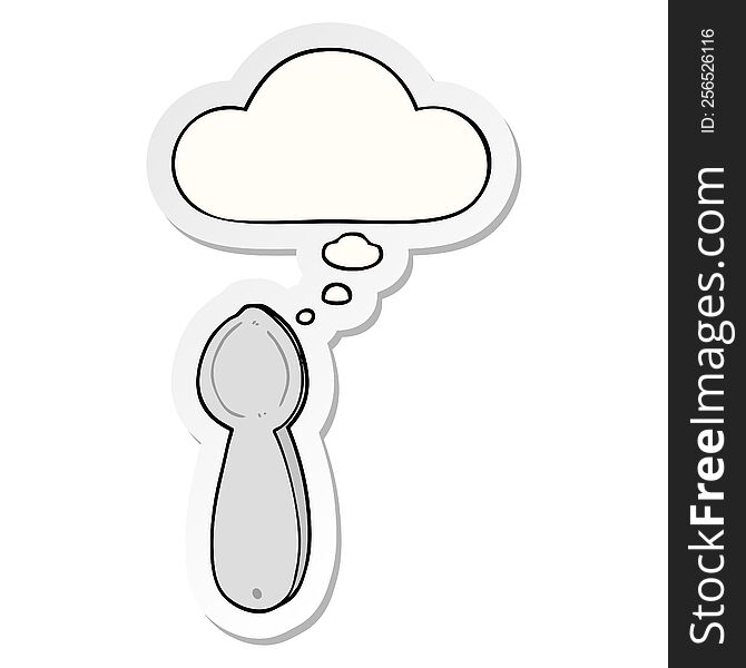 cartoon spoon with thought bubble as a printed sticker