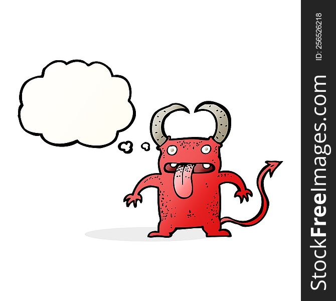 Cartoon Little Devil With Thought Bubble