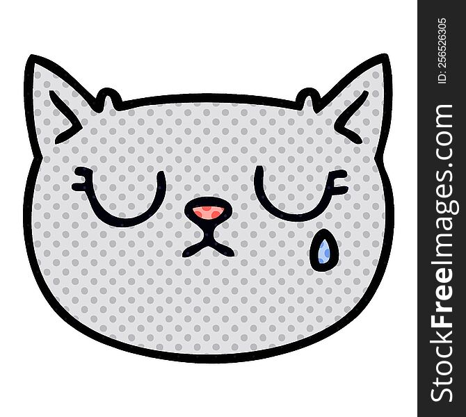 Quirky Comic Book Style Cartoon Crying Cat