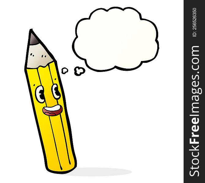 Cartoon Pencil With Thought Bubble