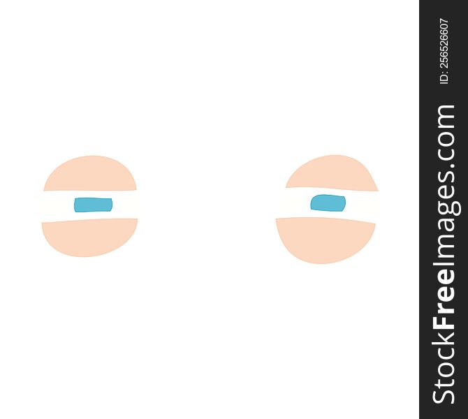 Flat Color Illustration Of A Cartoon Scowling Eyes