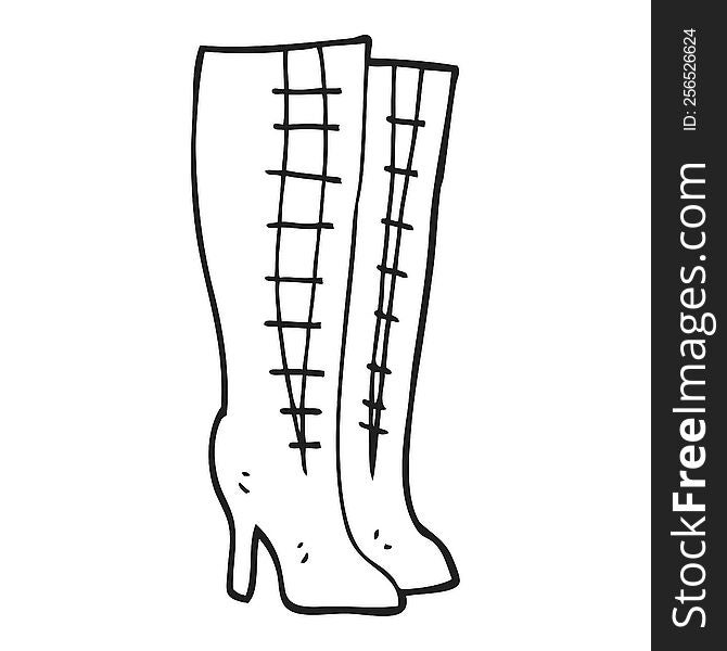 black and white cartoon high boots