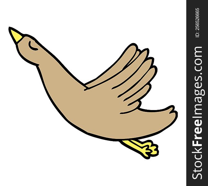 cartoon doodle flying duck