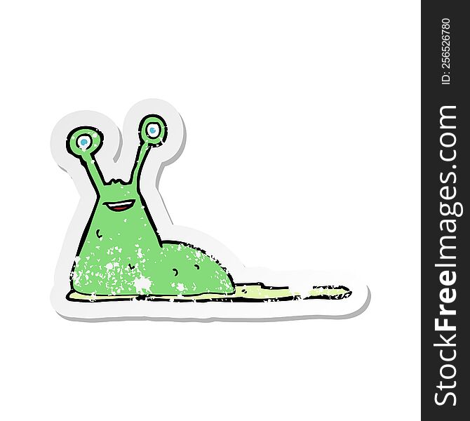 Retro Distressed Sticker Of A Cartoon Slug