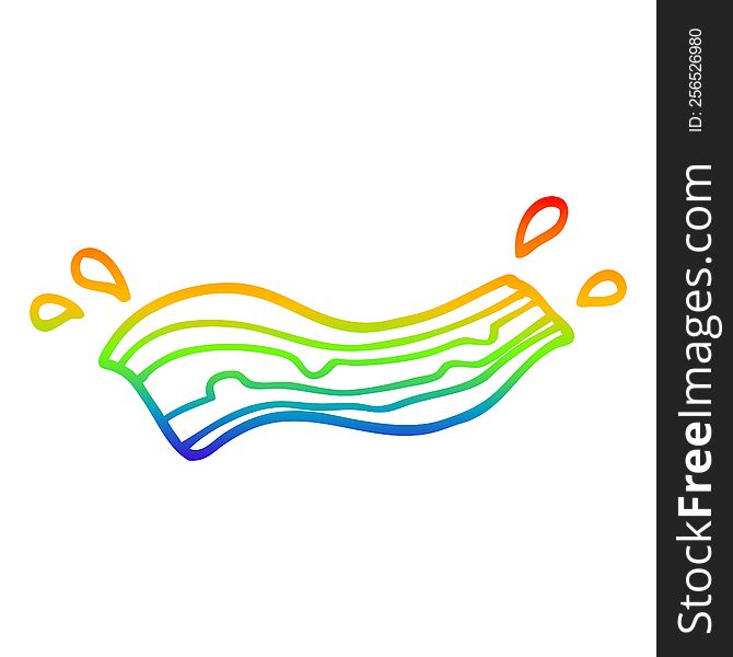 rainbow gradient line drawing of a cartoon sizzling bacon