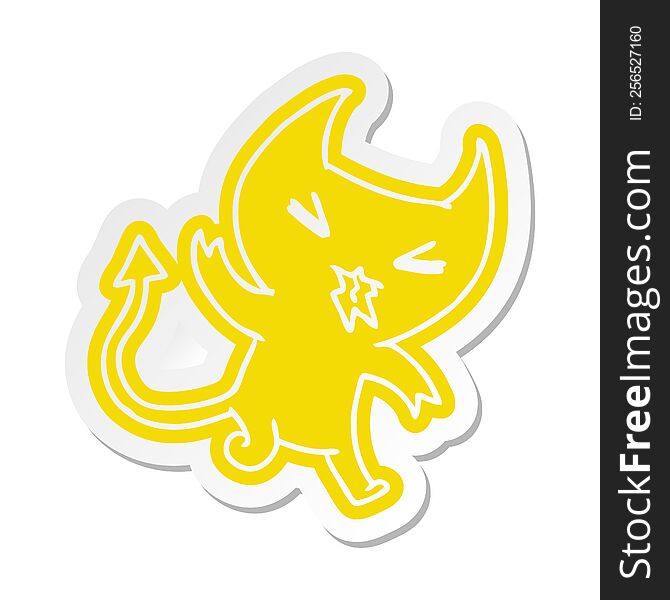 cartoon sticker of a kawaii cute demon