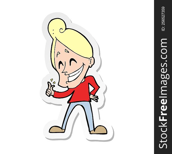 sticker of a cartoon man snapping fingers