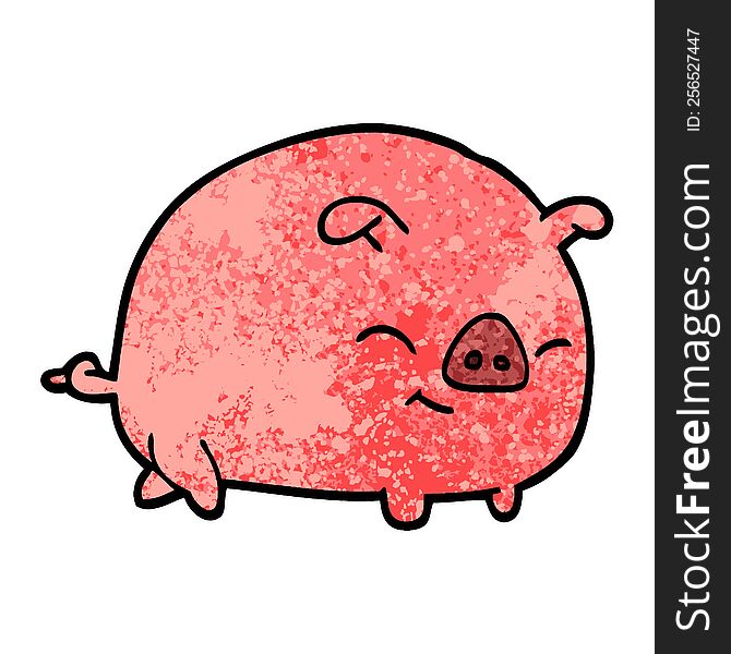 grunge textured illustration cartoon pig