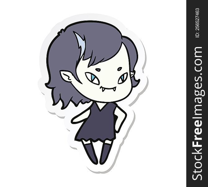 Sticker Of A Cartoon Cool Vampire Girl