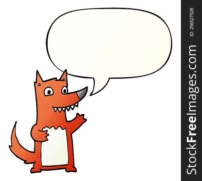 Cartoon Wolf And Speech Bubble In Smooth Gradient Style