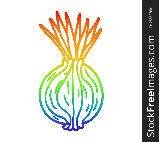 Rainbow Gradient Line Drawing Cartoon Sprouting Onion