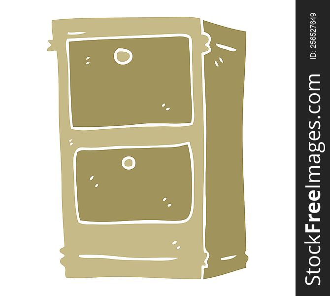 flat color illustration of a cartoon chest of drawers
