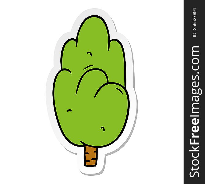 hand drawn sticker cartoon doodle single green tree