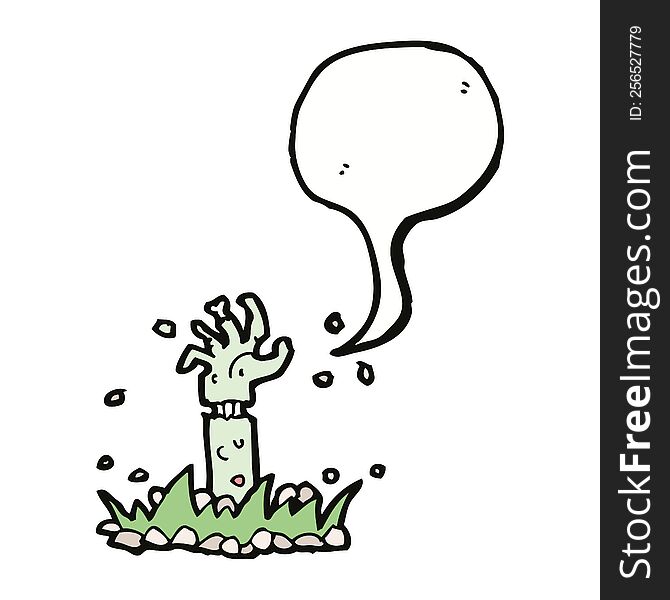 Cartoon Zombie Arm With Speech Bubble