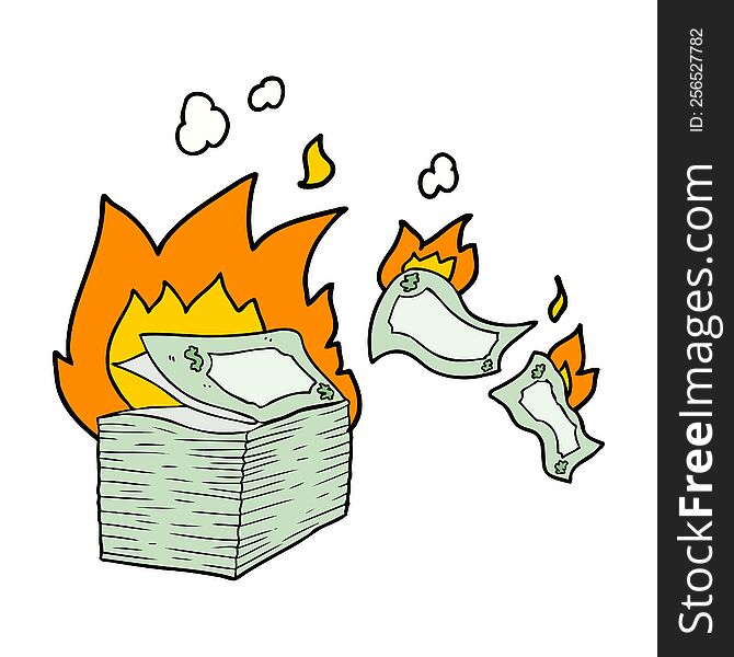 burning money cartoon. burning money cartoon