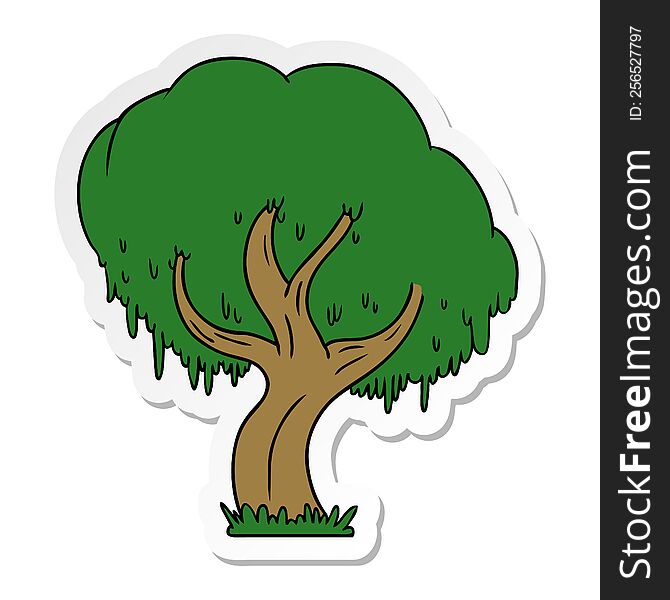 hand drawn sticker cartoon doodle of a green tree