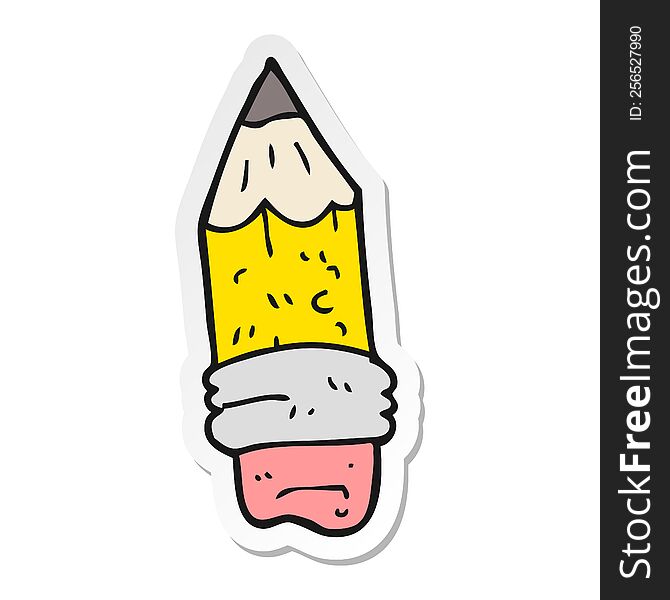 Sticker Of A Cartoon Pencil Stub