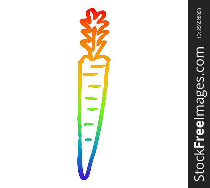 rainbow gradient line drawing of a cartoon yellow carrot
